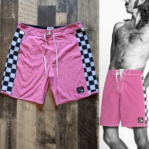 Quiksilver The Original Arch Boardshorts Pink w/ Checkerboard Side Panels
